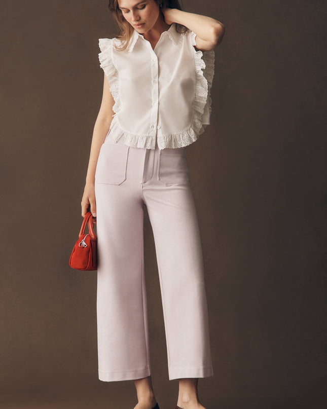 fp2-color:641|Maeve Colette Women's Knit High-Rise Wide-Leg Cropped Pants — Lavender Fog — 1