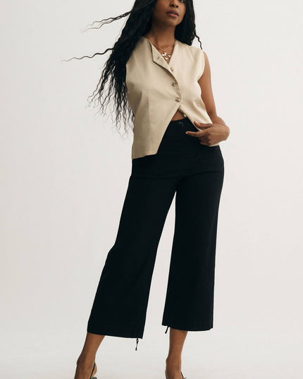 fp2-color:001|Maeve Colette Women's High-Rise Wide-Leg Pants — Black — 1