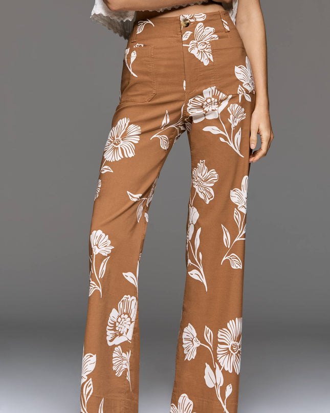 fp2-color:524|Maeve Colette Women's High-Rise Wide-Leg Pants — Brown Floral — 2