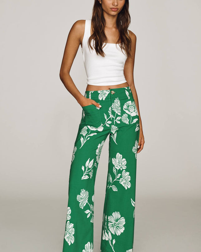 fp2-color:525|Maeve Colette Women's High-Rise Wide-Leg Pants — Green Floral — 1