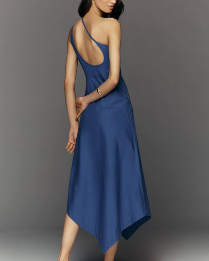 fp2-color:040|Yukiko Noritake Women's Asymmetric Floral Midi Dress — Blue — 3