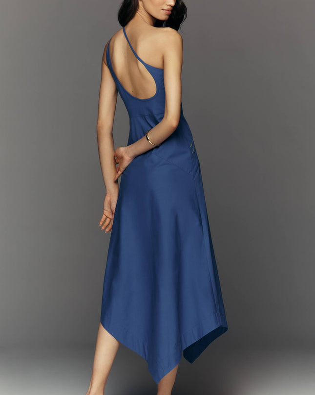 fp2-color:040|Yukiko Noritake Women's Asymmetric Floral Midi Dress — Blue — 3