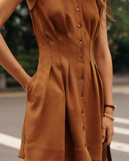 fp2-color:020|Exquise Tobie Women's Pintuck Mini Dress — Brown — 3