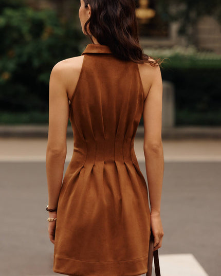 fp2-color:020|Exquise Tobie Women's Pintuck Mini Dress — Brown — 4
