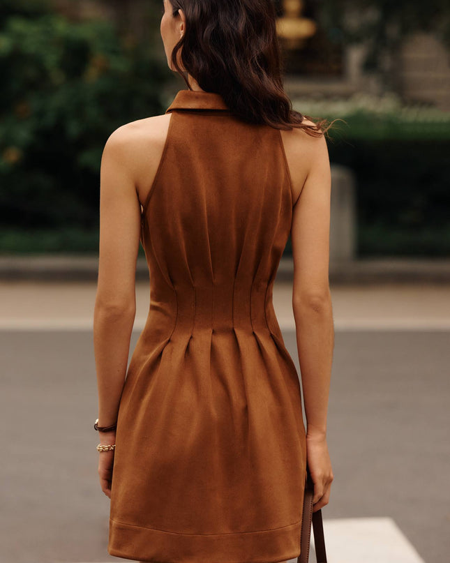 fp2-color:020|Exquise Tobie Women's Pintuck Mini Dress — Brown — 4