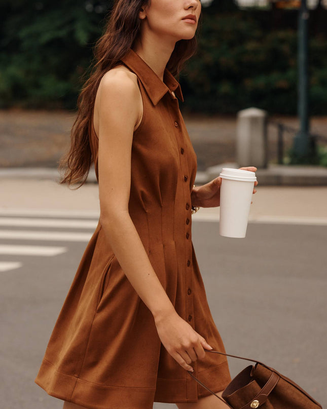 fp2-color:020|Exquise Tobie Women's Pintuck Mini Dress — Brown — 5