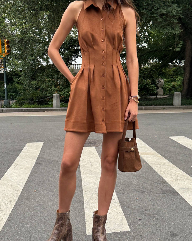 fp2-color:020|Exquise Tobie Women's Pintuck Mini Dress — Brown — 6