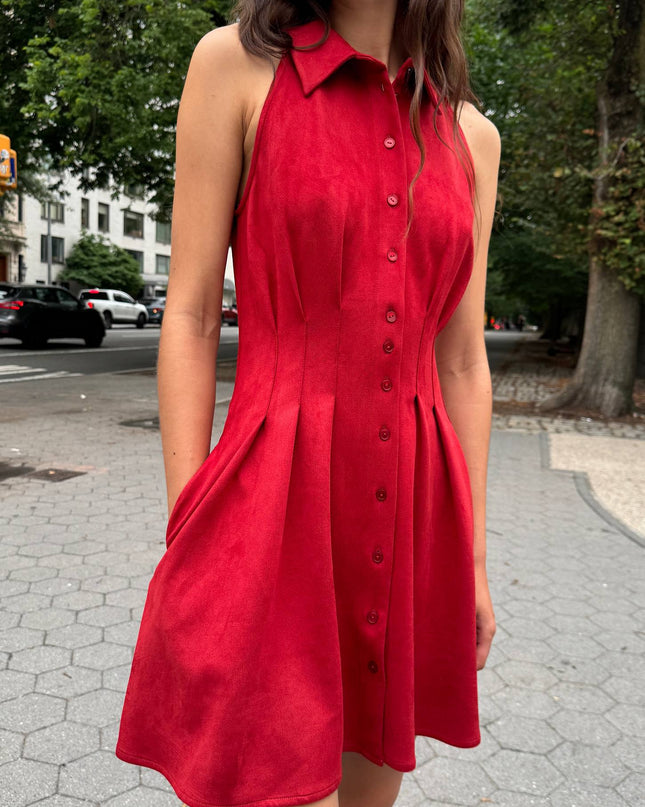 fp2-color:060|Exquise Tobie Women's Pintuck Mini Dress — Red — 5