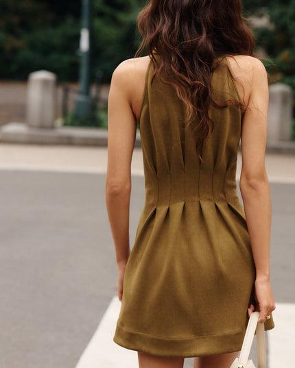 fp2-color:230|Exquise Tobie Women's Pintuck Mini Dress — Olive — 2